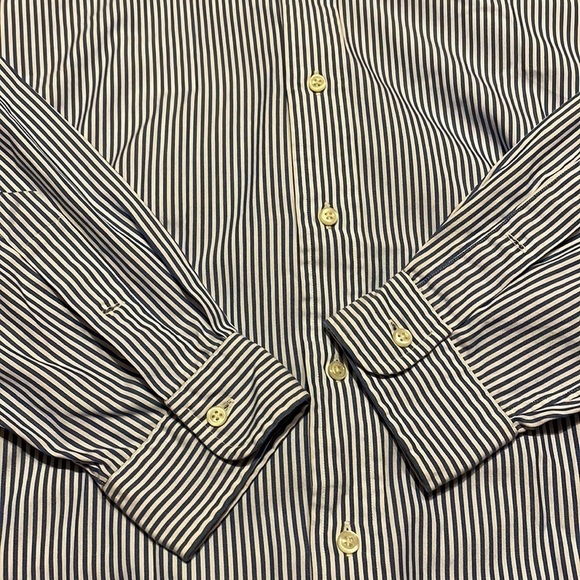 RALPH Lauren Classic Fit Blue and White Stripe Button Up Long Sleeve sz 16 1/2 - Picture 3 of 8
